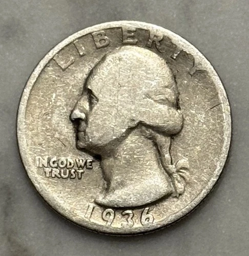 1936-S Washington Quarter - F - Fine - 90% Silver