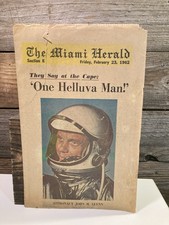 Vintage The Miami Herald Newspaper: John H Glenn  Edition February 23, 1962
