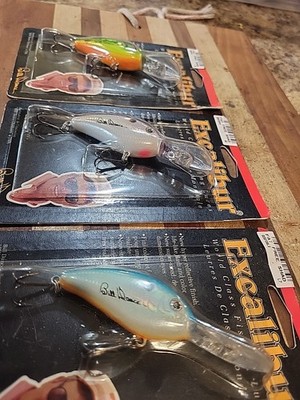 Lot Of 3 Excalibur Bill Dance Fat Free Shad Lures 3/4 oz. Deep A 3 12-18 Ft NEW