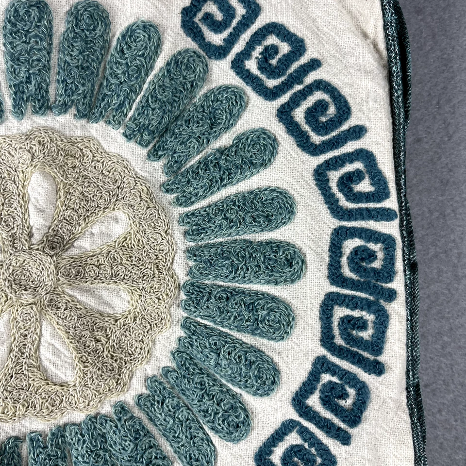 Pier 1 Imports Set of 2 Throw Pillow Cover Sham Floral Embroidered Decor 17x17 - Image 4 of 4