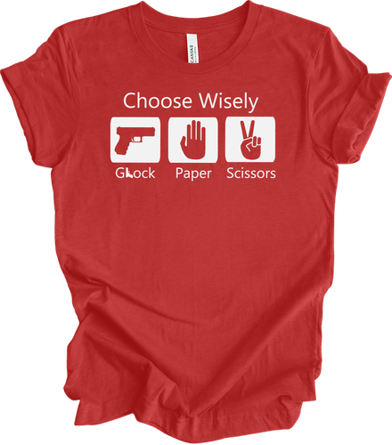 Glock Paper Scissors Shirt Choose Wisely Gun Lover Gift Pro 2nd Amendment Tee - Picture 10 of 12
