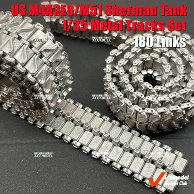 1/35 US M51 Super Sherman M4A3E8 Easy Eight HVSS Metal Tracks Set for Tamiya/AFV
