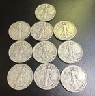 Walking Liberty Half Dollars 50C 90% Silver Lot of 10 Mixed Dates/Mints