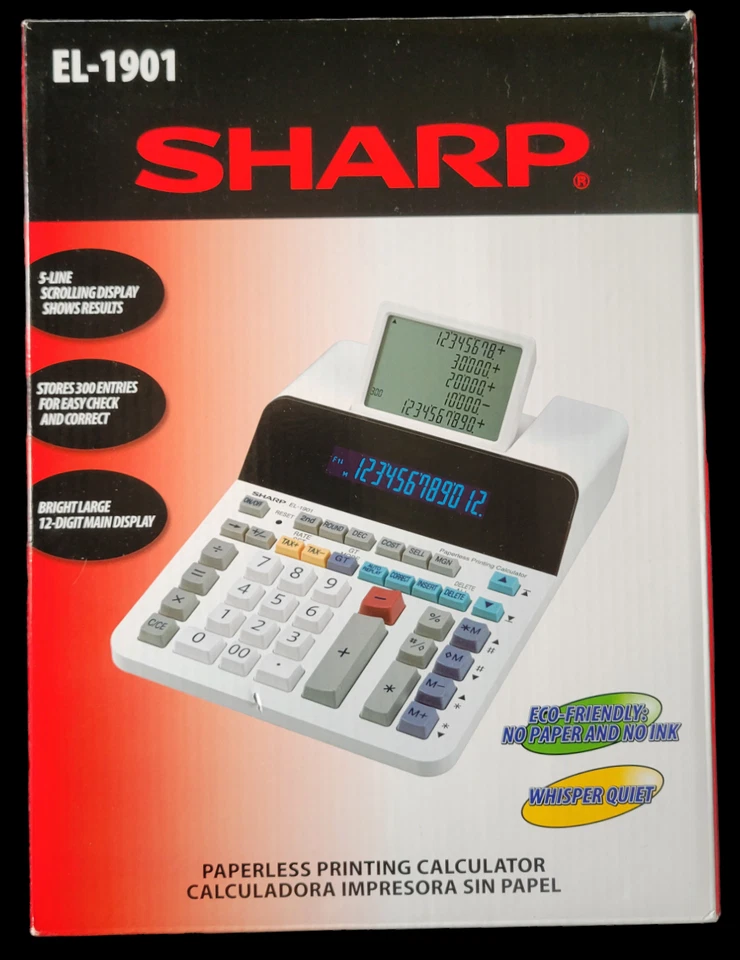 Sharp 12 Digit Paperless Printing Calculator (EL-1901)  - Image 2 of 4