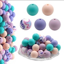 10 pc. Solid printed Silicone 15mm beads Food Grade silicone Solid color 1217434