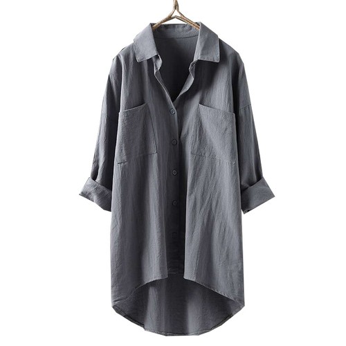 Plus Size Women Cotton Linen Shirt Dress Casual Baggy Tunic Long Blouse Tops _A - Picture 12 of 18