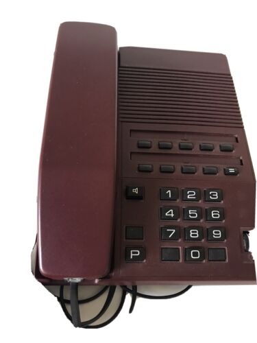 Vintage Telefon Druck Knöpfe Teli Handy Retro Dunkelrot Weinrot - Afbeelding 1 van 3