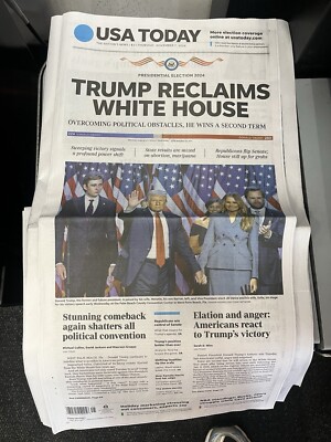 USA Today Newspaper November 7th Presidential Election 2024