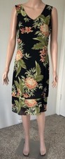Tommy Bahama 100 Silk Layered Tropical Zip Lined V Neck Women  s Dress Size 4
