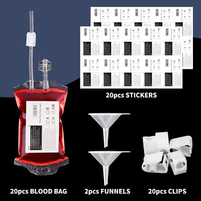Lot De 20 Sachets De Sang 250 Ml Avec Seringue : L'accessoire D'Halloween Qui Fait Son Effet !