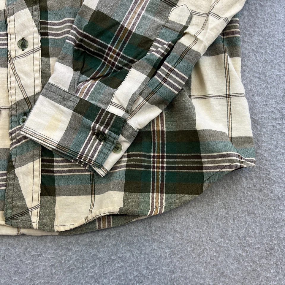 Red Ape Shirt Mens Medium Green Brown Plaid Long Sleeve Collared Button Up - Image 4 of 4