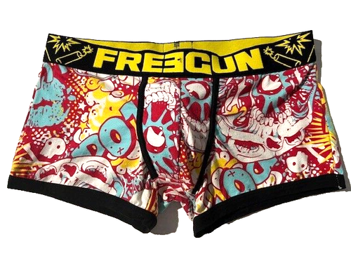 New FREEGUN Mens Comic Print Cotton Boxer Trunk Brief Shorts sz M