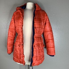 NEW Youth Girls Tommy Hilfiger Orange Puffer Coat Size XL 16 Subtle Plaid