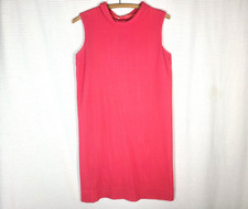 Vtg 60s Roll Neck Nylon Mesh Dress S Pink Geometric Lace Sheath Mini Fully Lined