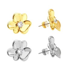 2 Colors Fashion Womens 18K Gold Plated CZ Flowers Huggie Earrings Stud