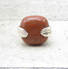 925 Sterling Silver  Red Jasper Floral Wrapped Solitaire Ring Sz 7  RG1570