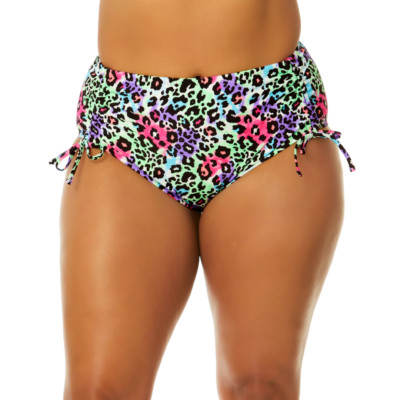 Salt + Cove Plus Size Leopard Love Side-Cinch Bikini Bottoms Size 3X