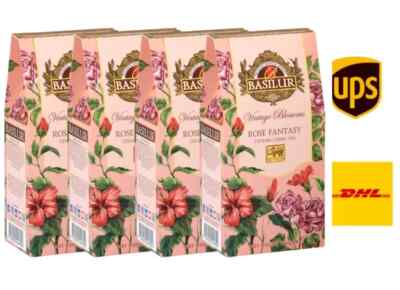 Basilur Vintage Blossoms Tea , Rose Fantasy 75g x 4 Pack Free Shipping World