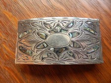 Vintage Guadalajara Mexico Sterling Silver Abalone Inlay Belt Buckle