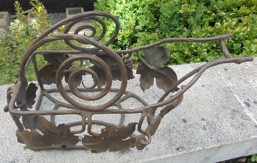 ART DECO PORTE BOUTEILLE FER FORGE MOTIF RAISIN FEUILLES N3729 - Photo 3/4