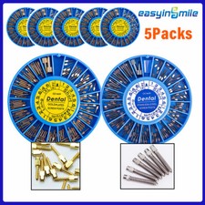 Easyinsmile Dental Stainless Steel/Gold Conical Screw Posts Kits 120pcs&2Key