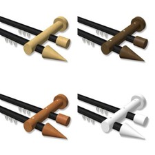 Gardinenstangen Innenlauf 20 mm Schwarz Buche Nussbaum Kirsch Weiß, Kegel 2-Lauf