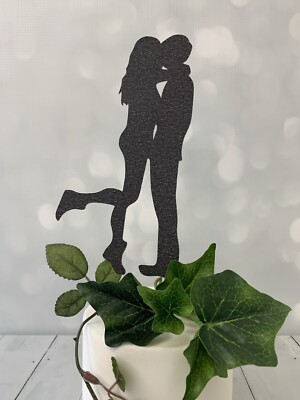 Liebevolle Umarmung Romantisches Paar Silhouette Tortenaufleger, Hochzeit, Jahrestag Umarmung