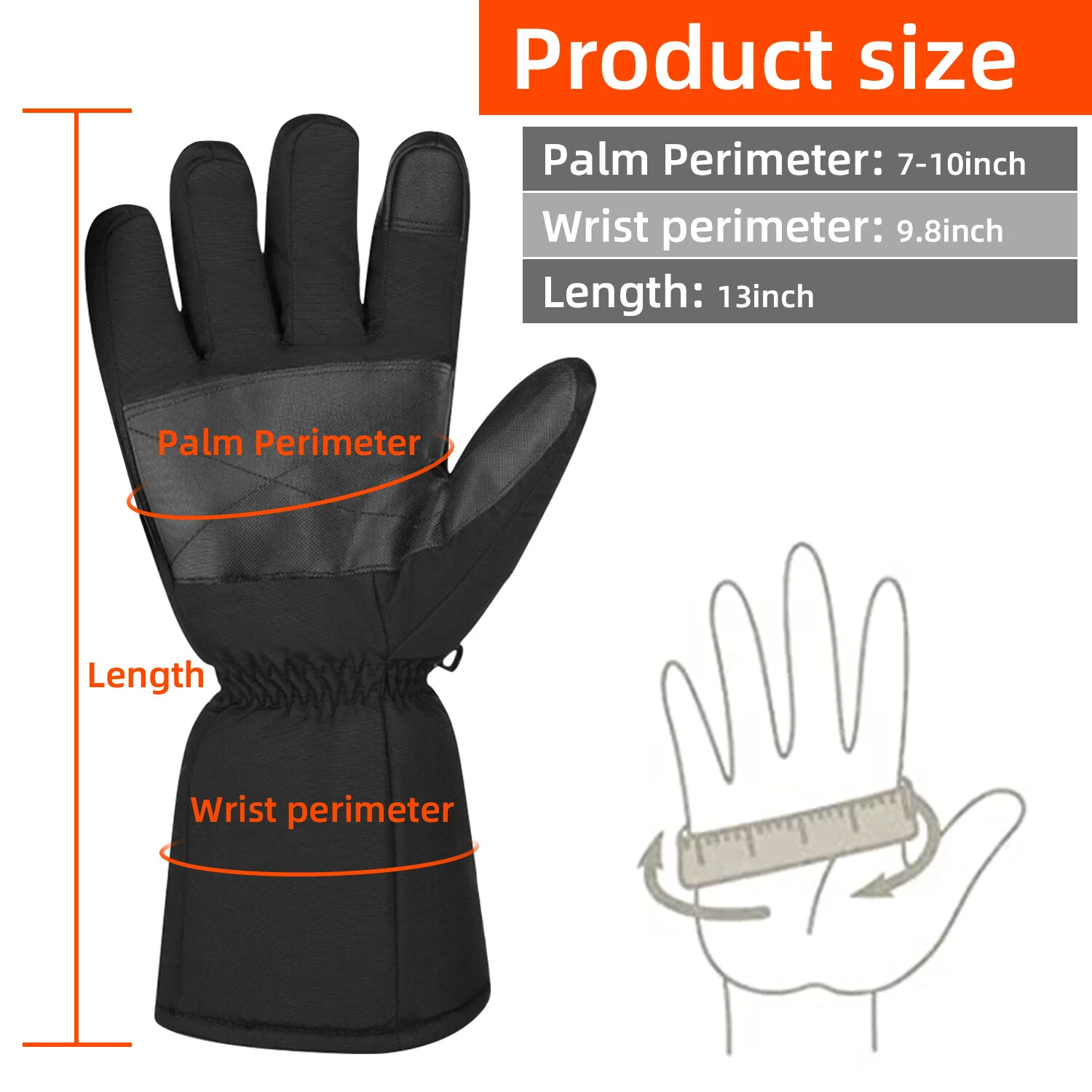Electric Heated Gloves Hand Warmer Windproof Thermal Winter