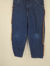 Vtg OshKosh Kids Jeans Fringe Trim Western Cowboy 5R Made In USA 100 Cotton