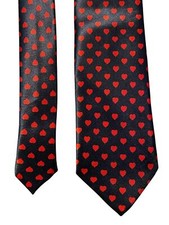 Valentines Day Necktie With Red Hearts On Black