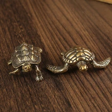 2PC Vintage Brass Turtle Figurine Statue Home Ornaments Animal Figurines Gift US