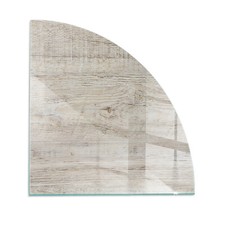 Parascintille camino stufa lastra vetro struttura legno chiaro quarto di cerchio 100 x 100 cm