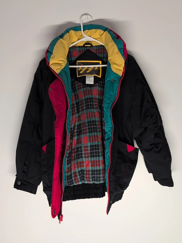 Vintage 90s Izzi Women's Blanket Jacket Size Small Red/Yellow/Green Accents - Image 3 of 4