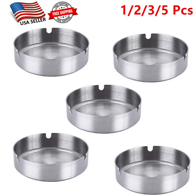 1/2/3/5 Pcs of Stainless Steel Cigarette Ashtray Ash Holder for Home,Hotel,  Etc