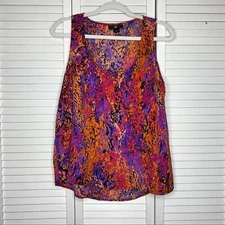 Colorful Sleeveless Blouse Abstract Print Size M