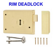 Rim Dead Lock DOUBLE HANDED Black, Chrome, Brass Garden Gate Door Shed +2 keys