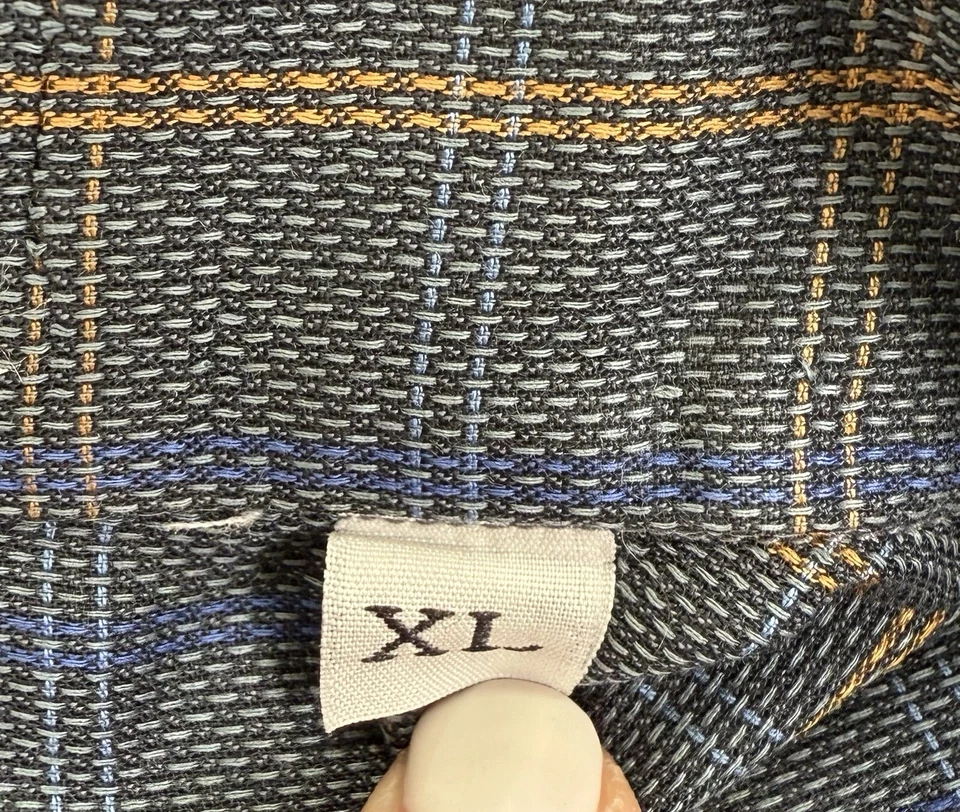 Gitman Bros Shirt Mens XL Vintage Blue Gray Orange Plaid Cotton Button Down USA - Image 3 of 4