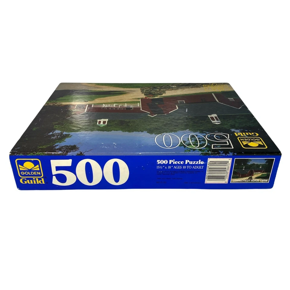 Rompecabezas vintage Golden Guild 500 piezas CONNECTICUT HORSE FARM nuevo ¡SELLADO! Foto 3 de 3