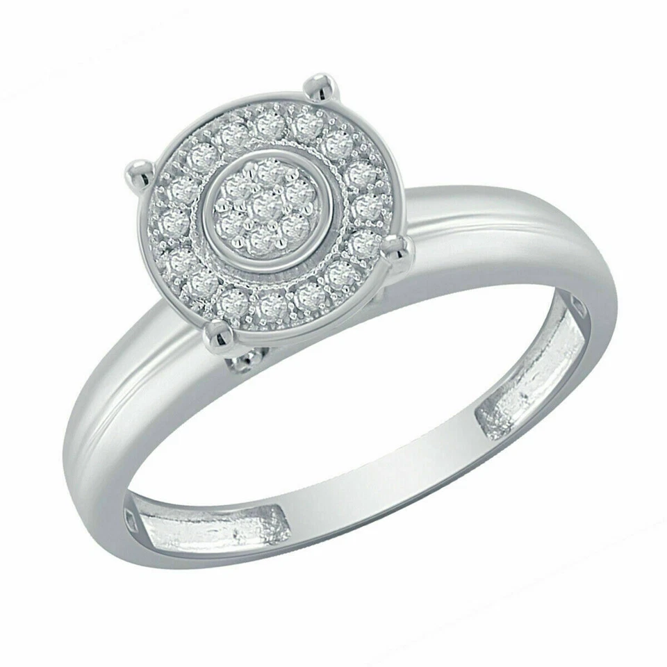 0.29 Ct Round Cut Real Diamond Engagement Wedding Trio Ring Set 10K White Gold - Image 3 of 4