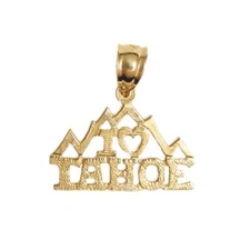 New 14k Yellow Gold I Love Tahoe Pendant