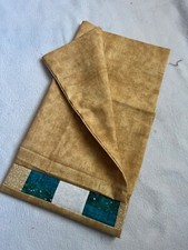 100 Cotton pillowcase, handmade pillowcase gold with white and green patterning