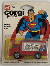 CORGI JUNIOR 50 SUPERMAN DAILY PLANET VAN, MINT,  NEAR MINT CARD, CRACKED BUBBLE