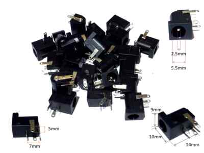 60 PCS DC Power Supply Jack Socket Female PCB Mount Connector 5.5 x 2.5MM