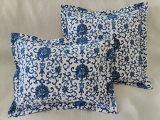 RALPH LAUREN PORCELAIN ROSETTE BLUE New Fabric Handmade PILLOW Covers 2 Shams