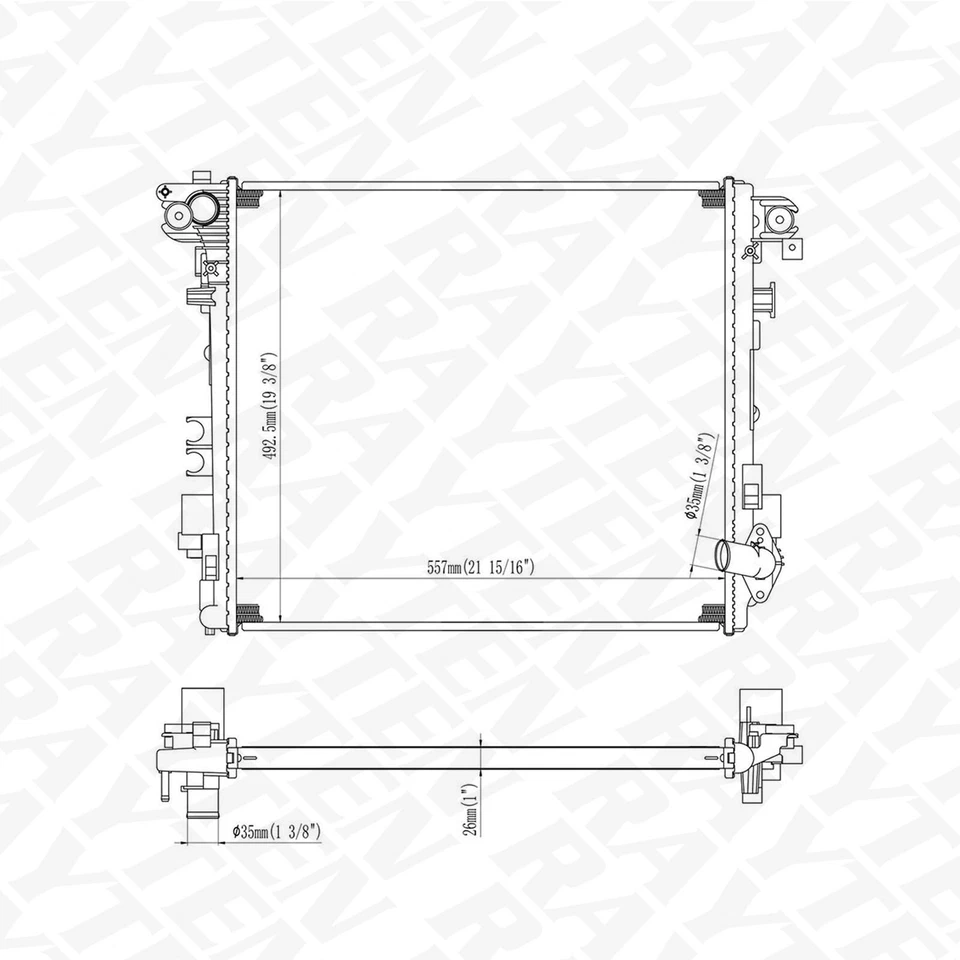 Radiator for 2018-2023 Jeep Wrangler JL / Gladiator 2.0L 3.0L 3.6L V6 DPI-13754 - Изображение 4 из 4