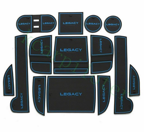 14 piezas tapetes portavasos ala azul negra ala negra para puerta de automóvil aptos para LEGACY 2016-2018 - Imagen 6 de 11