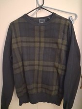 New Arrow Gray Plaid Cotton Pullover Sweater size Medium Men's Sweater