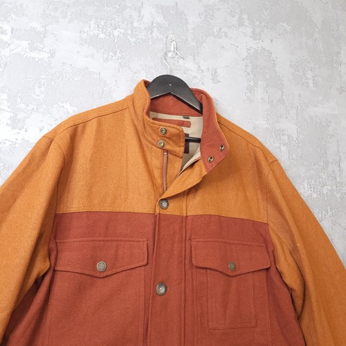 Orvis Field Jacket Men's Large Rust Orange Colorblock Wool Tweed Outdoor Hunting - Picture 8 of 15