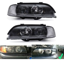 SET 2x Scheinwerfer Schwarz HB3 H7+ Motor +wei�e Blinker passt f�r BMW E39 95-00