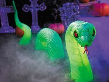 Light-Up Snake Prop 20" Green Yard Outdoor Halloween Haunted House LED Decor New